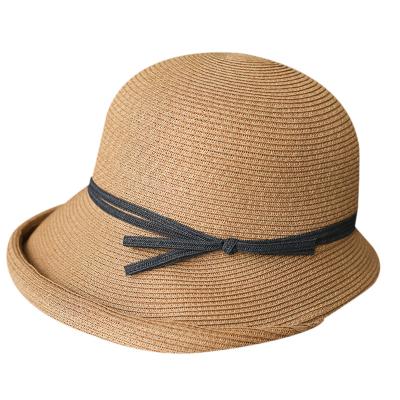 China New Arrival Customizable Eco - Friendly Logo , Foldable Straw Women's Sun Hat Suitable Size Luxury Beautiful for sale