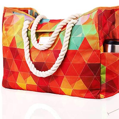 China Durable Vibrant Shoulder Beach Bag XXL Beach Tote Includes Phone Case Built-in Main Bottle Opener for sale