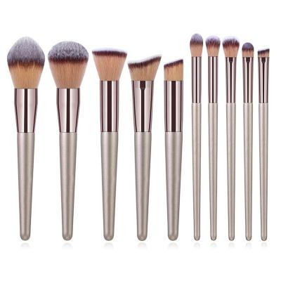 China Smudge Brush 10pcs/set Champagne Makeup Set Brush For Foundation Cosmetic Powder Blush Eyeshadow Kabuki Blend Make Up Brush Beauty Tool for sale