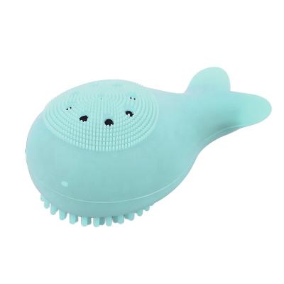 China Flat Brush Silicone Face Cleansing Sweep Detergent Pore Exfoliator Facial Remover Face Scrub Brush Skin Care Whale Shape Small for sale