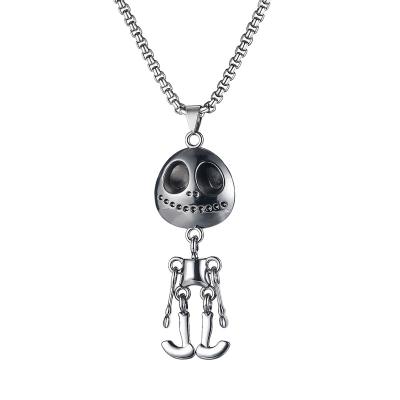 China FASHIONABLE Classic Cool Titanium Steel Alien Skull Long Street Hip Ornament Skeleton Necklace Pendant New for sale