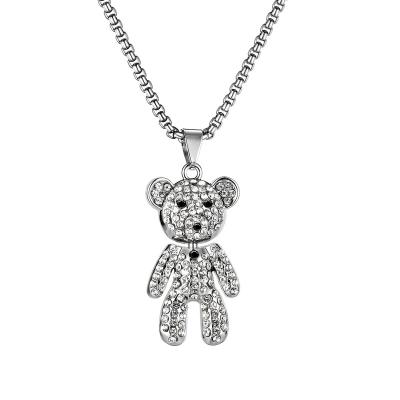 China All-match FASHIONABLE Bear Ornament Long Sweater Chain Insti Personalized Red Diamond Necklace Online for sale