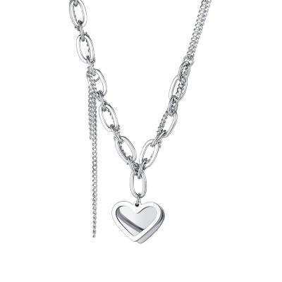 China Hip Hop Niche Design Heart Girl CIA Love Tassel Stainless Steel Necklace TRENDY Jewelry Border Source for sale