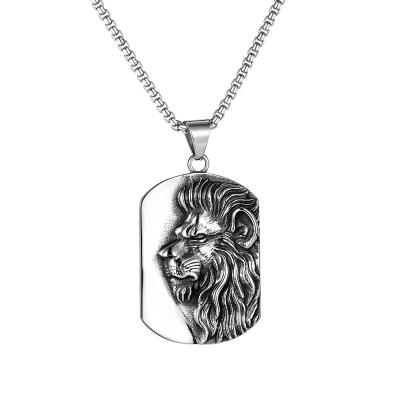 China Men's Retro Lion Design Personality Hip Hop Sweater Chain Pendant Titanium Steel Necklace FASHIONABLE Army Ambitious Master Brand for sale