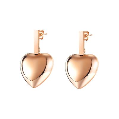 China Fashionable simple all-match heart love ornament stainless steel rose gold peach heart stud jewelry earrings for sale