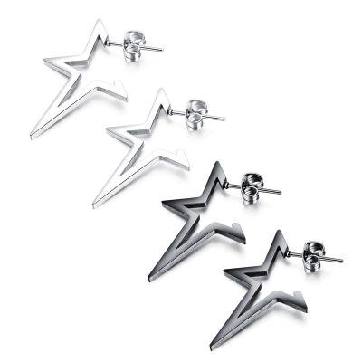 China TRENDARY fashion five-pointed star ornament men's and women's titanium steel ear studs street hip-hop straining earrings for sale