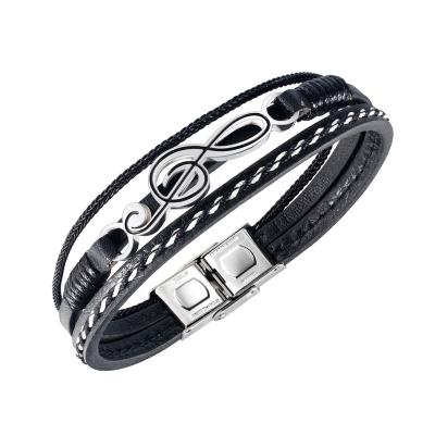 China Personality FASHIONABLE border design bangle hip hop rock ornament vintage weave multilayer leather bracelet for sale