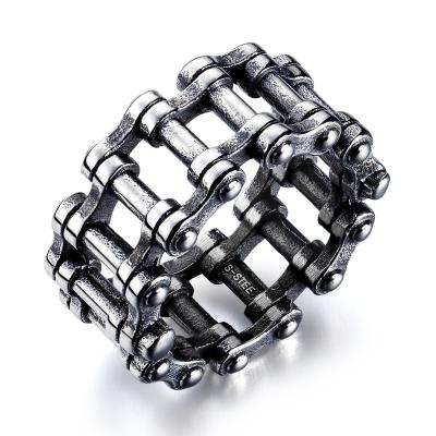 China Trendy Men's Stainless Steel Motorcycle Chain Ring Personality Jewelry Bicycle Titanium Steel Chain Ring FASHIONABLE for sale