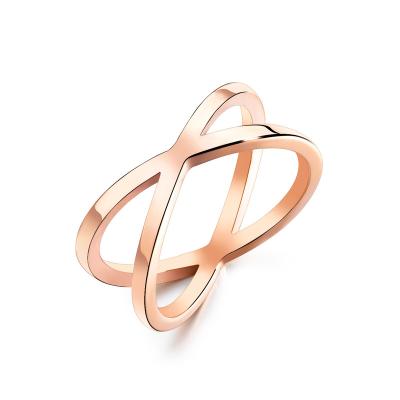 China Hiphop Factory Wholesale Simple Temperament Bird's Nest Cavity Ring For Women INSWind Cross X Letter Students' Ring Jewelry for sale