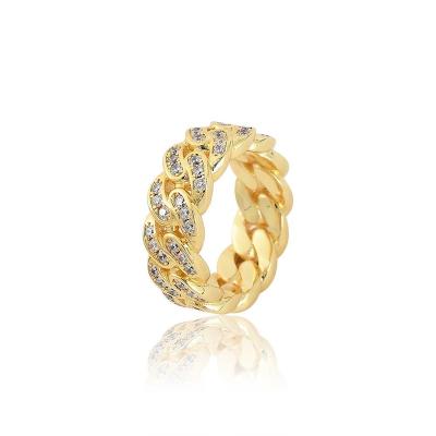 China Trendy Fashion Design New Brass 18k Gold Plated Zircon Ring Men Women Rings for sale