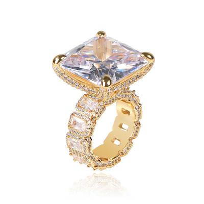 China FASHIONABLE European hip hop micro inlaid big zircon diamond ring hippie exaggerated real gold plated personality men's ringCZ ring for sale