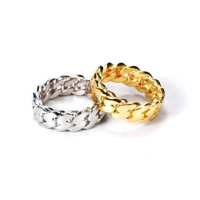 China New Design TRENDY Brass 18k Gold Thin Layer Fashion Sweet Cuban Ring for sale