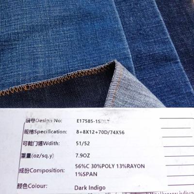 China Hot Sale Indigo Blues Jeans Denim Fabric Poly Cotton Shrink-Resistant For Wholesale Jeans Fabric Factory for sale