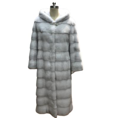 China Comfortable High Quality Simple Long Style With Hood Mink Fur Coat for sale