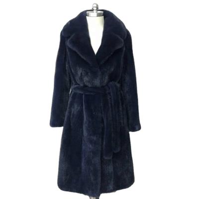 China 2022 New Design Overcoat Real Black Mink Fur Coat For Women for sale