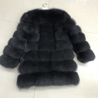 China Sale New Fashion Ladies Real Fur Coat Fox Fur Winter Medium Fur Coat Natural Warm Animal Real Black Warm Viable Ladies Real for sale