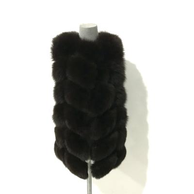 China Dark Color Full Real Reversible Top Fashion Ins Thick Fox Fur Vest for sale