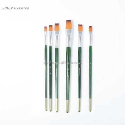 China High Quality 6pcs Acrylic Paint Art Drawing Brush Paint Brush Oil Watercolor Gouache Set Green Handle Nylon Brush for Painting for sale