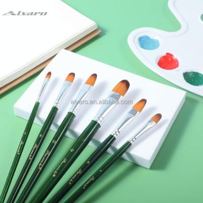 China High Quality 6pcs Acrylic Paint Art Drawing Brush Paint Brush Oil Watercolor Gouache Set Green Handle Nylon Brush for Painting for sale