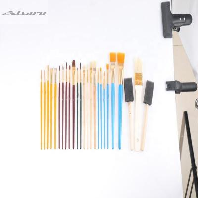 China Oil Watercolor Acrylic Gouache Painting Good Price 25pcs Painting Brush Set Nylon And Sponge Painting Plastic Set Brush And Wooden Handles Paint Brushes For Art for sale