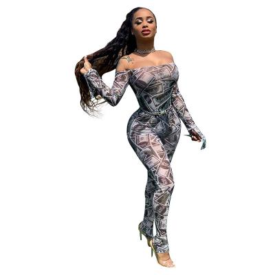 China QUICK DRY Long Sleeve Pencil Bottom Off Shoulder Jumpsuit for sale