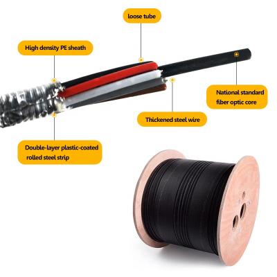 China Hot Sales 24 Outdoor/Aerial/Duct Underground 48 72 Core Fiber Optic Cable 96 Core Outdoor Armored Fiber Optic Cable GYFTY Series for sale