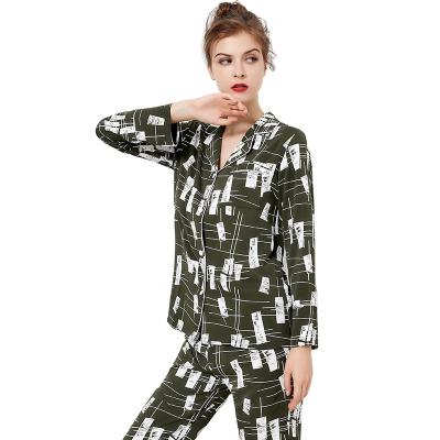 China QUICK DRY high quality floral pj set sleep wear for women two piece pajama set silk satin pj for sale