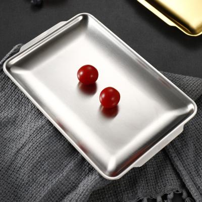 China 36 Cm Sustainable Premium High Quality Rectangle Stainless Steel Buffet Serving Trays for sale