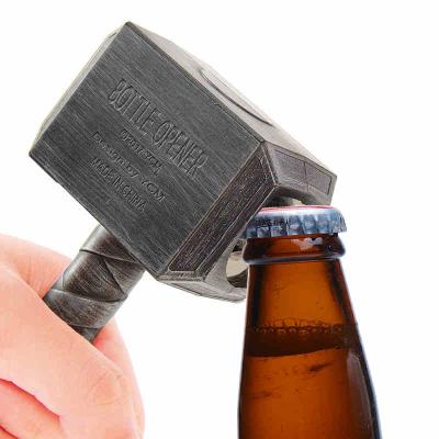 China unique design & magnetic & Durable Metal Hammer Shape Beer Bottle Opener With Metal Lanyard for sale