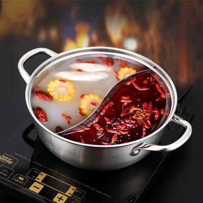 China Sustainable Classy Stainless Steel Pot Household Hot Casserole With Glass Lid And Handles for sale