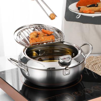 China 304 Stainless Steel Stocked Pot Tempura Deep Fryer Deep Frying Pot for sale