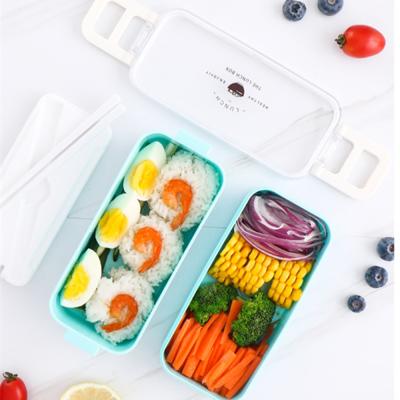 China Factory Direct 2 Layer PP ABS Stackable Kids Bento Tiffin Lunch Box Microwavable for sale