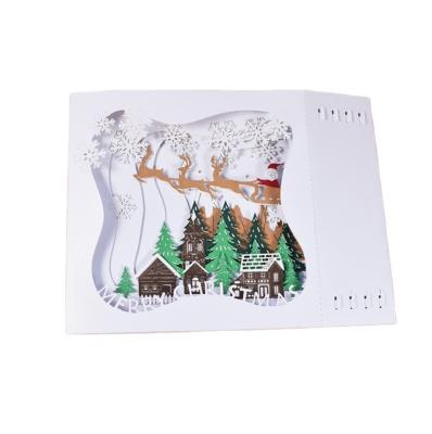 China Custom Creative Europe 3D Christmas Greeting Card 3D Christmas Tree Gift Box Style Santa Card for sale