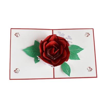 China Europe's New Creative 3D Greeting Card Thanksgiving Blessing Card Handmade Paper Cutting Rose Flower for sale