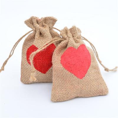 China Recyclable Vintage Burlap Drawstring Gift Bag Burlap Gift Canvas Candy Bags Christmas Wedding Decoration Candy Jewelry Packaging Pouch for sale