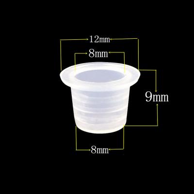 China Soft Gum Small Tattoo Ink Caps Transparent 8mm Height For Permanent Makeup for sale