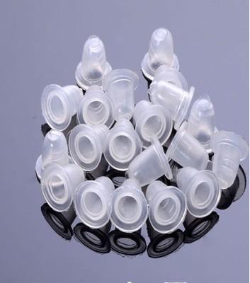 China Permanent Makeup Tattoo Ink Cups Disposable Soft Rubber White for sale