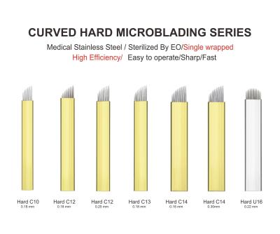 中国 眉毛のためのナノDia. 0.18mm 10/12 /13/14のPin極度の薄く堅いMicrobladingの刃の金堅いPMUの刃 販売のため