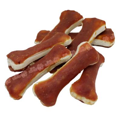 China Sustainable Beef And Two Color Rawhide Pressed Dental Bone Treats Dental Snacks For Dog for sale