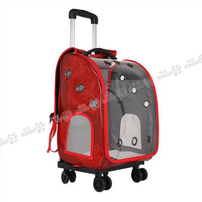 China 14 Hole Breathable Panoramic Transparent Space Capsule For Dog Cat Cart Pet Travel Carrier Colorful Pet Bag Cat Travel Trailer for sale