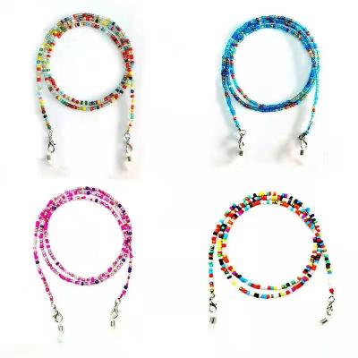 China Environmentally Friendly Fashion Anti-lost Msks Beaded Face And Glass Holder Chain Neck Strap Lanyard for sale