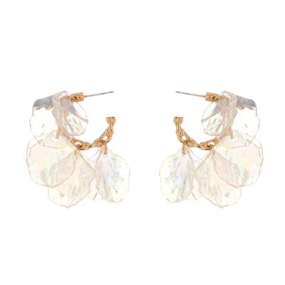 China 2021 environmentally friendly simple geometric earrings of the newest retro petal transparent exquisite earrings for sale