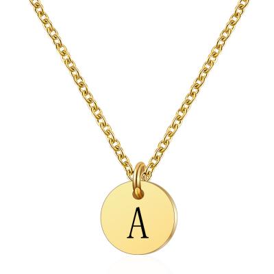 China 2021 Environmental Friendly 18K Gold Stainless Steel Necklace 26 Letters Charms Necklace For Women for sale