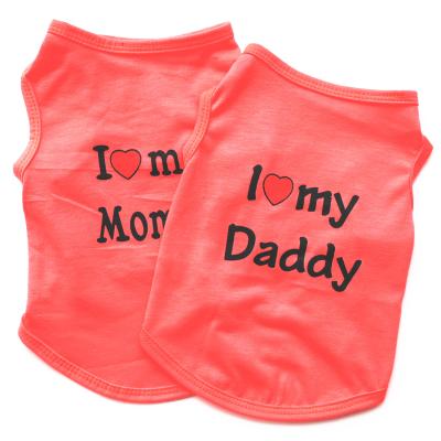 China Wholesale Eco-Friendly Sustainable Good Quality Summer Cotton Pet Puppy Tee Costume Me Love My Daddy Dog Shirt Clothes for sale