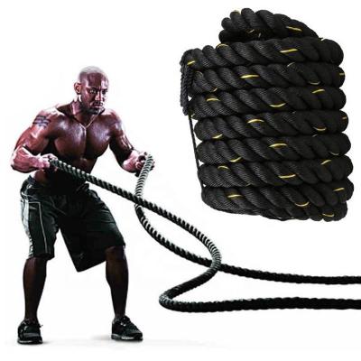 China Commercial Use Custom Logo 25/38/50 Mm Strength Muscle Training Rope Gym Fighting Exercise Weighted Heavy Jump Rope Battle Ropes for sale