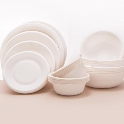 China Food Disposable Bowls and Chopsticks Dinner Plate Paper Bowl Cake Dish Environmental Protection Disposable Dish for sale