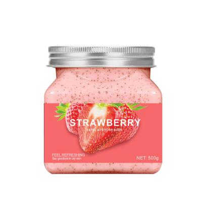 China 2022 Exfoliator New Arrival Wholesale 500g Private Label Fruit Whitening Strawberry Exfoliating Body Scrub Exfoliating Body Cream Care for sale