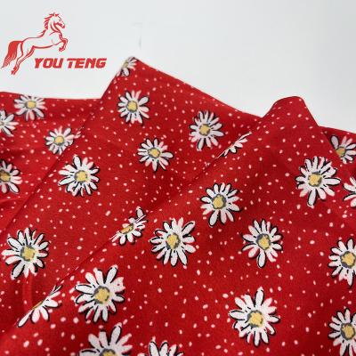 China Silky Smooth Polyester Printed Flower 96GSM Floral Satin Fabric Tear-Resistant For Blouses for sale