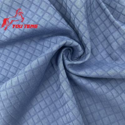 China 40S 60%Cotton Organic Rayon Diamond Check Fabric Woven For Work Top Uniform Wear Solid Plaid Jacquard Fabric For Overalls for sale