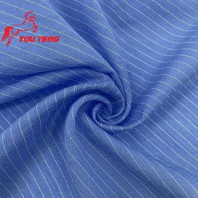 China 68GSM Customized Viable Sheer Yarn Dyed Woven Striped Lightweight Soft Shirting Challis For Fashion Garments for sale